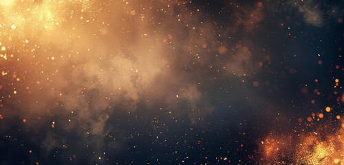 Intense fiery explosion with sparks on a black background. - obrazy, fototapety, plakaty