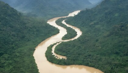 A winding river cutting through the heart of the j