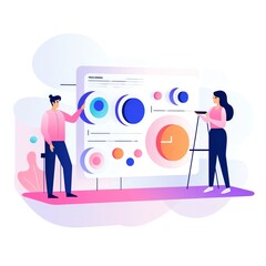 Minimalist UI illustration of Painting in a flat illustration style on a white background with bright Color scheme, dribbble, flat vector, 8K Ultra HD