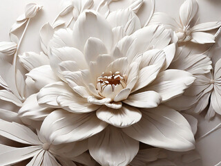 White flower abstract wallpaper, Generative AI.
