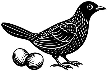 bird with eggs vintage illustration vector set
