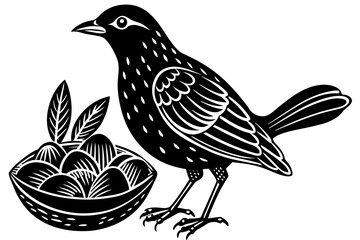 bird with eggs vintage illustration vector set