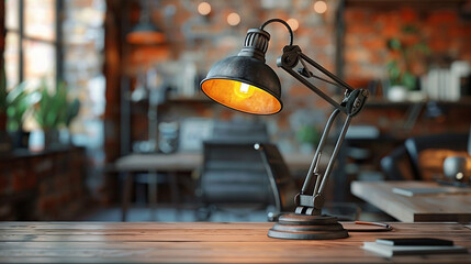 Sleek metal construction of a desk lamp exudes industrial chic vibes.