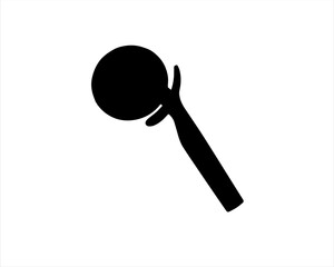 Black pizza cutter silhouette vector illustration on white background