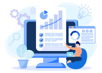 Illustration vector graphic cartoon character of business analysis