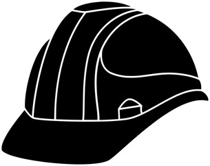 helmet illustration worker silhouette construction logo labor icon engineer outline safety builder equipment industrial work industry black job engineering shape professional man contractor for vector