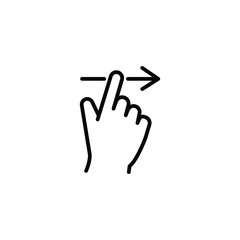 swipe right icon, slide finger, unlock phone action, line symbol set on white background - editable stroke vector illustration eps10