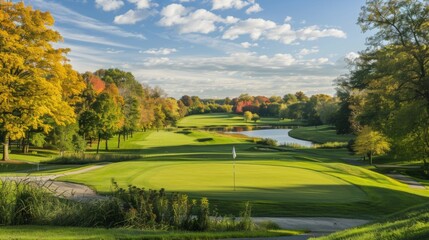 Beautiful Golf Course View in Autumn