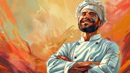 Fototapeta premium Confident Chef Smiling Illustration