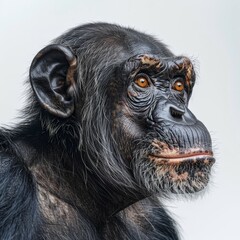 Curious Chimpanzee Gaze on White