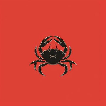 Red Crab Logo on Flat Design Red Background