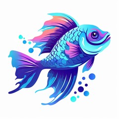 Fototapeta premium Colorful fish logo over white background 