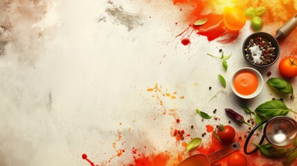 Abstract culinary ingredients  a flavorful background for restaurant business themes