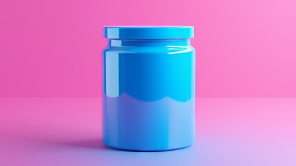 Blue Pill Bottle on Pink Background