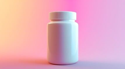 White Pill Bottle on a Colorful Gradient Background