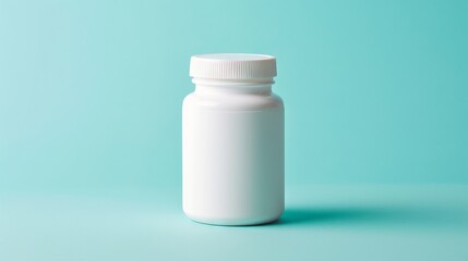 White Pill Bottle on a Light Blue Background
