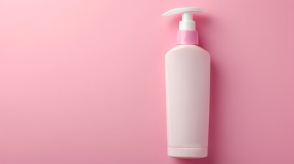 White  skin care  product bottle isolated on pink  background 