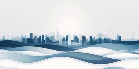 City Skyline Business Card Design on Blue Wave Background