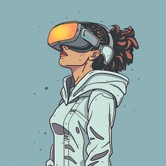 A woman wearing a virtual reality headset.