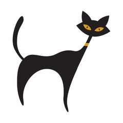 Mid-Century Black Cat Vector