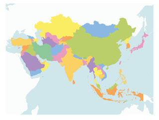 Outline of the map of Asia Continent