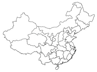Fototapeta premium Outline of the map of China