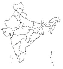 Fototapeta premium Outline of the map of India
