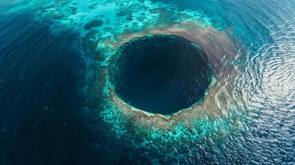 a wonderful landscape of a volcano from a bird's eye view is under the sea, an image created by artificial intelligence