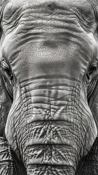 Close-Up Portrait of Majestic Elephant Face in High Definition Quality