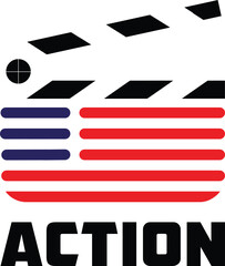 Cinematic Clapperboard: Vector Logo Design - obrazy, fototapety, plakaty