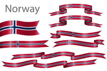 set of flag ribbon with colors of Norway for independence day celebration decoration