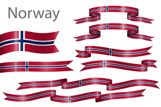 set of flag ribbon with colors of Norway for independence day celebration decoration
