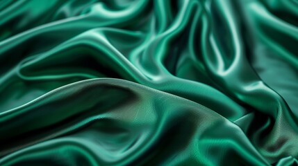Obraz premium Luxurious folds of rich, emerald-green satin create a mesmerizing display of light and shadow, exuding a sense of opulence and sophistication.