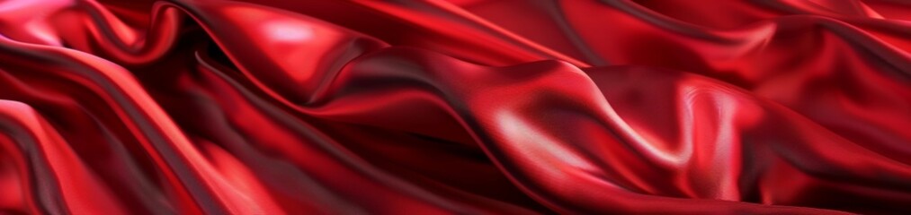 Obraz premium A stunning visual of lustrous red satin drapery, capturing the essence of luxury with its vibrant color and smooth texture.