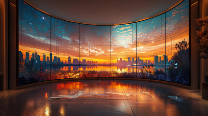 A curved OLED screen wrapping around the viewer for immersive experiences.