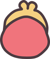 シンプルにデフォルメした赤いがま口財布のイラスト