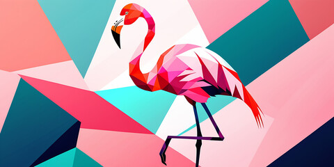 Fototapeta premium abstract colorful background with flamingos