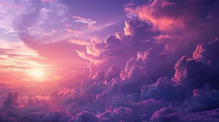 Background of purple sky with clouds - obrazy, fototapety, plakaty