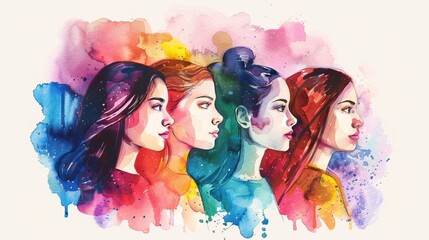 Abstract watercolor women painting