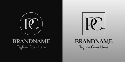 Letters CP In Circle and Square Logo Set, for business with CP or PC initials