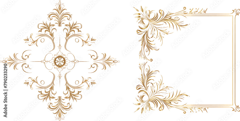 Wall mural Vintage borders, corner, dividers and filigree elements