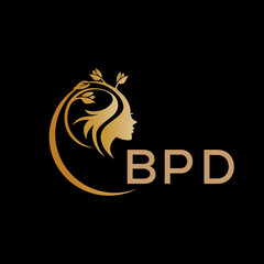 BPD letter logo. best beauty icon for parlor and saloon yellow image on black background. BPD Monogram logo design for entrepreneur and business.	
