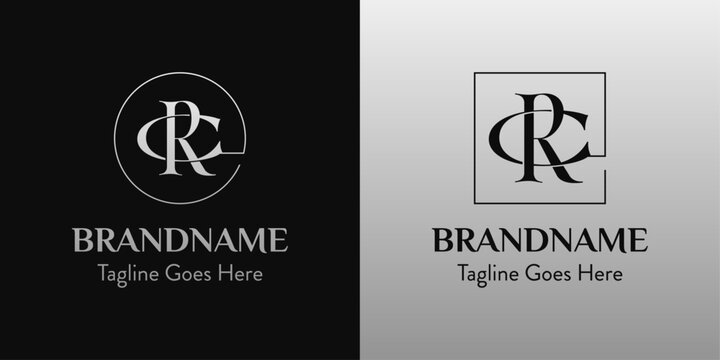Letters CR In Circle and Square Logo Set, for business with CR or RC initials