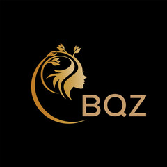 BQZ letter logo. best beauty icon for parlor and saloon yellow image on black background. BQZ Monogram logo design for entrepreneur and business.	
