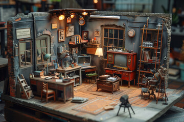 Miniature creative studio layout inspiring innovation and out-of-the-box thinking.