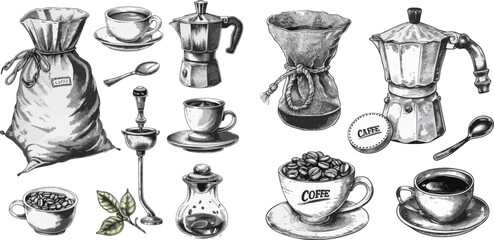 Sketch coffee, restaurant or coffee shop menu or advertisement