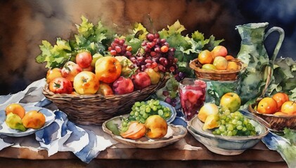 Obraz na płótnie Canvas Watercolor Meal