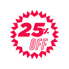 10 20 25 15 off red rubber stamp label