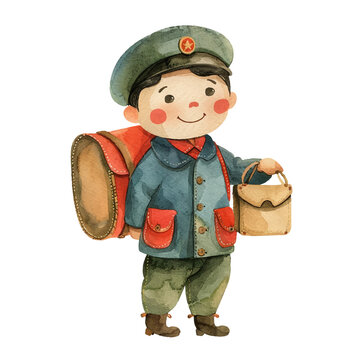 postman vector illustration in watercolour style