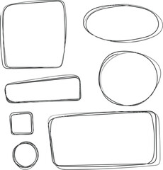 Set of hand drawn rectangles and circles - obrazy, fototapety, plakaty